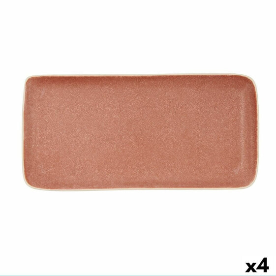Поднос для закусок Bidasoa Gio коричневый керамический прямоугольный 28 x 14 см (4 штуки)