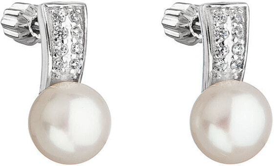 Silver earrings with pearl Pavona 21001.1 white