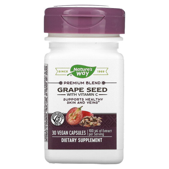 Витаминный комплекс Nature's Way Grape Seed с витамином C, 100 мг, 30 веганских капсул
