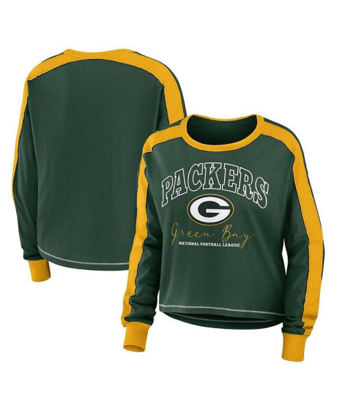 Women's Green Green Bay Packers Plus Size Colorblock Long Sleeve T-shirt