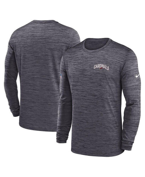 Men's Charcoal Arizona Cardinals Velocity Athletic Stack Performance Long Sleeve T-shirt