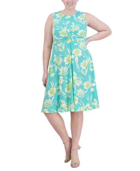 Plus Size Twist-Front Sleeveless Jersey Dress