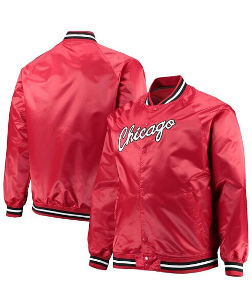 Men's Red Chicago Bulls Big and Tall Hardwood Classics Raglan Satin Full-Snap Jacket