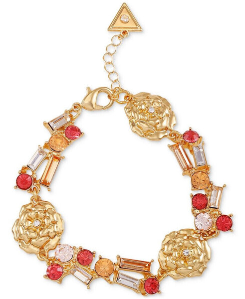 Gold-Tone Crystal & Flower Statement Flex Bracelet