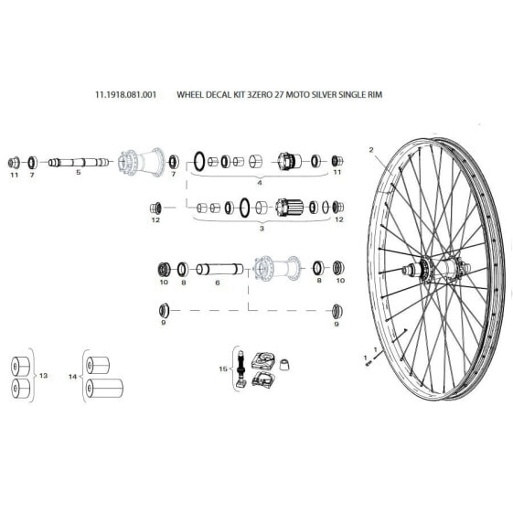 SRAM Wheel Decal Kit 3Zero 27 Moto Silver Single Rim Sticker