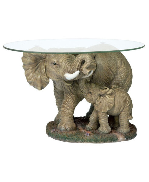 Elephant's Majesty Glass-Topped Cocktail Table