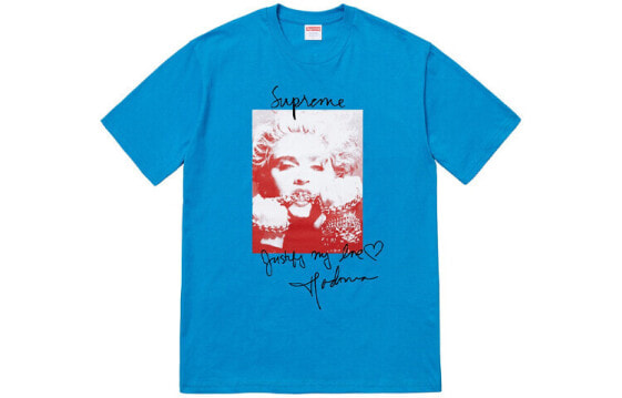 Supreme FW18 Madonna Tee Bright Blue 麦当娜印花短袖T恤 男女同款 蓝色 送礼推荐 / Футболка Supreme FW18 Madonna Tee Bright Blue T SUP-FW18-006