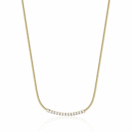 Delicate Gold Plated Necklace with Clear Crystals Desideri BEIN007