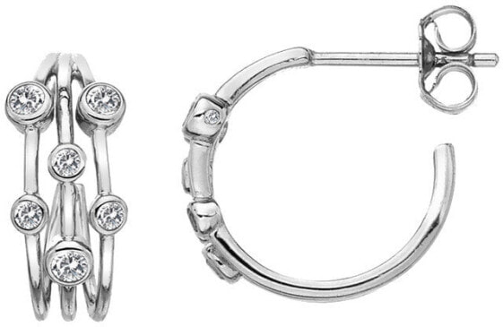 Silver earrings with diamonds Tender DE641