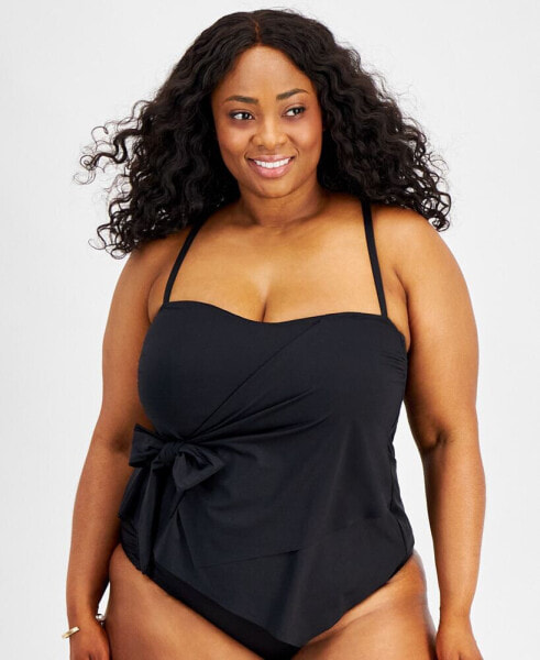 Plus Size Color Code Side-Tie Tankini Top