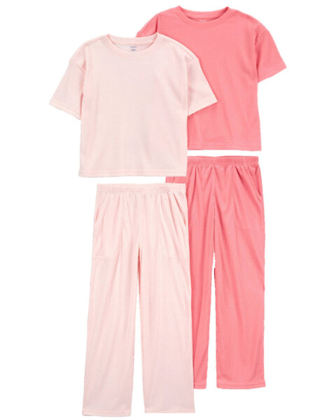 Kid 3-Piece Cropped Pajama Tees & Pants Set 4