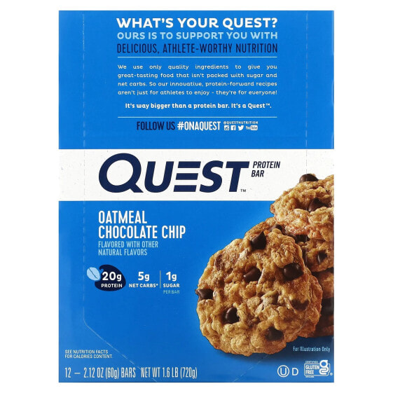 Протеиновый батончик Quest Nutrition Овсянка Шоколадный чип 12 батончиков по 60 г каждый