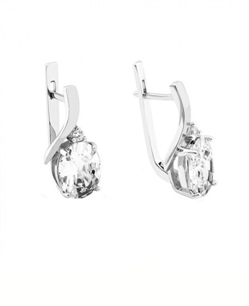 Delicate silver earrings with clear zircons SVLE0991XH2BI00