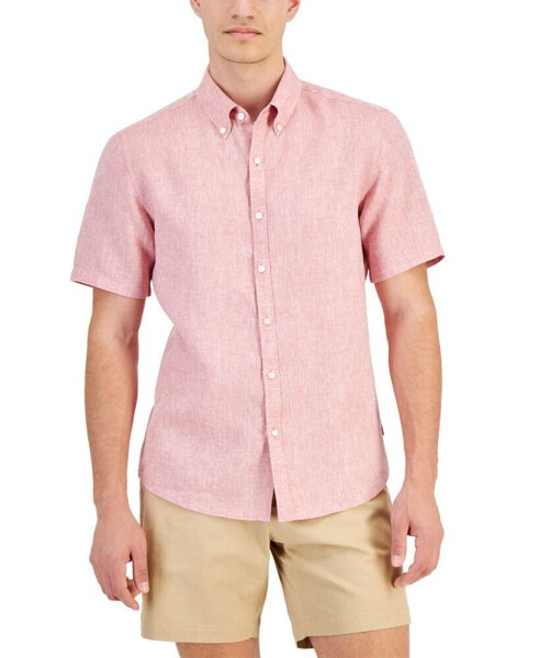 Рубашка мужская Slim-Fit Linen Short-Sleeve от бренда Michael Kors