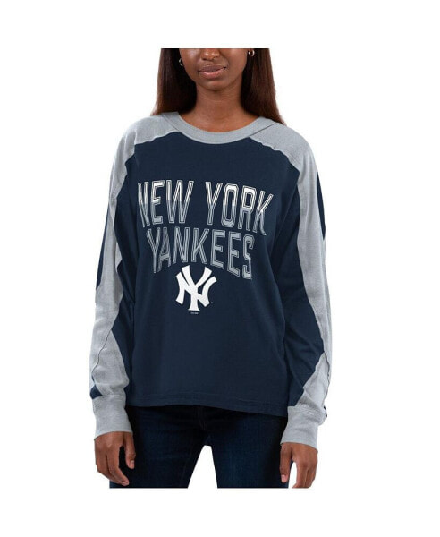 Women's Navy, Gray New York Yankees Smash Raglan Long Sleeve T-shirt