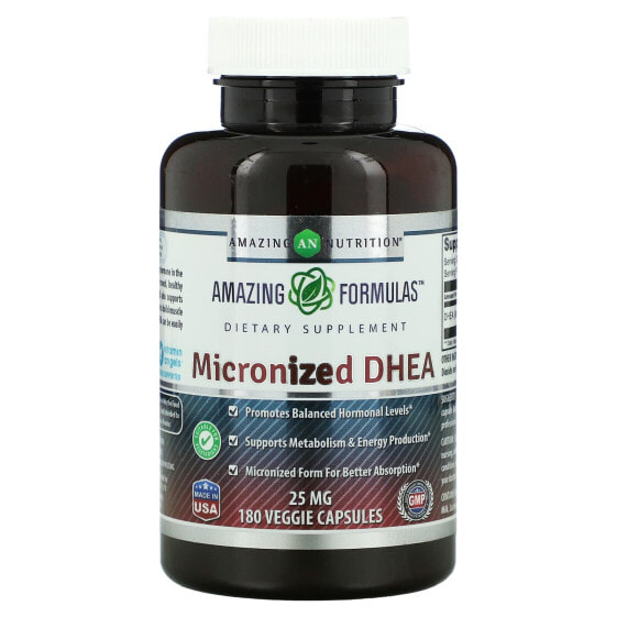 Amazing Nutrition, Микронизированный ДГЭА, 25 мг, 180 растительных капсул