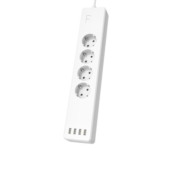 Hama 00176574 - 4 AC outlet(s) - Indoor - Plastic - White - Overload - 1 pc(s)