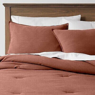 Full/Queen Space Dyed Cotton Linen Comforter & Sham Set Cognac - Threshold