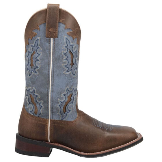 Laredo Ilsa TooledInlay Embroidered Square Toe Cowboy Womens Brown Casual Boots