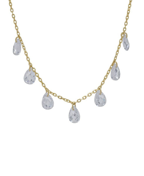 14K Gold Plated Cubic Zirconia Teardrop Necklace