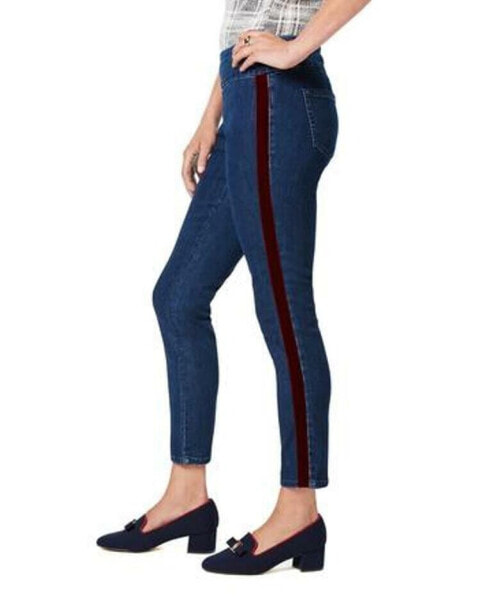 Charter Club Women's Cambridge Pull on Velvet Strip Skinny Jeans Essex Wash 8