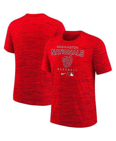 Big Boys Red Washington Nationals Authentic Collection Practice Velocity Space-Dye Performance T-shirt