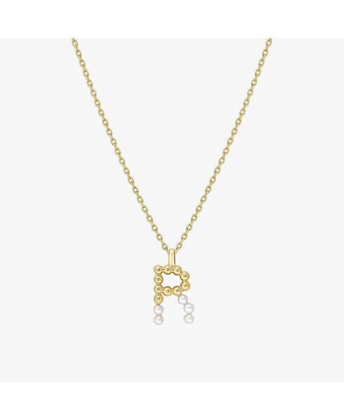 Cultured Pearl Pave Initial Necklace