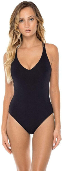 Sunsets 274848 Women's Veronica Low V Neck One Piece Swimsuit, Black, Large