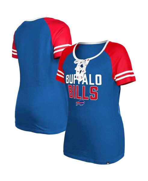 Women's Royal Buffalo Bills Raglan Lace-Up T-shirt