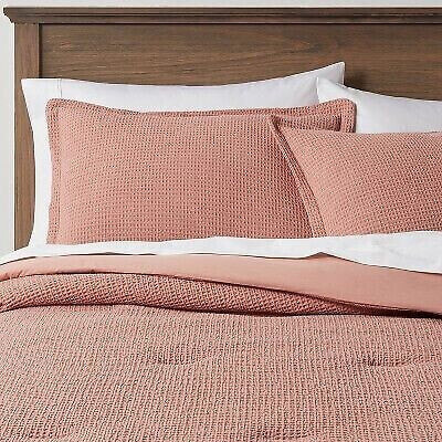 King Washed Waffle Weave Comforter & Sham Set Warm Blush - Threshold