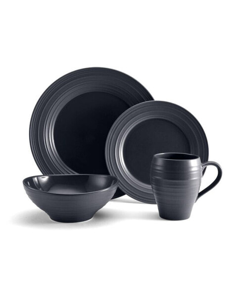 Swirl 4 Piece Place Setting-Graphite