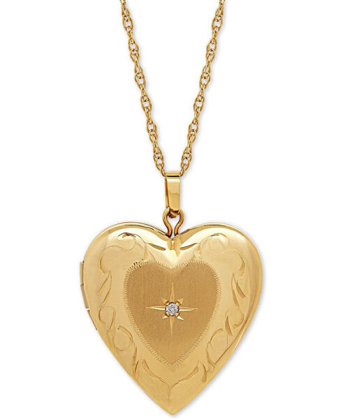 Diamond Accent Heart Locket 18" Pendant Necklace in 10k Gold