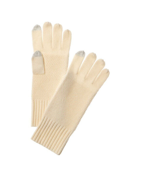 Forte Cashmere Luxe Textured Cashmere Gloves Women's White