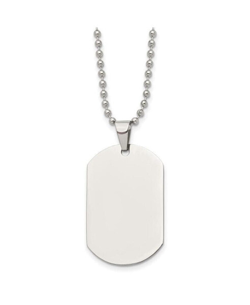 Chisel stainless Steel Polished Dog Tag on a Cable Chain Necklace