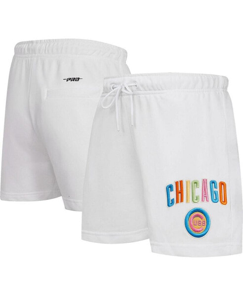 Women's White Chicago Cubs Washed Neon Shorts