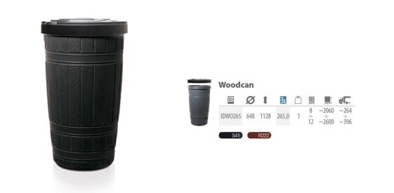 Контейнер для воды Prosperplast Woodcan Black 265L