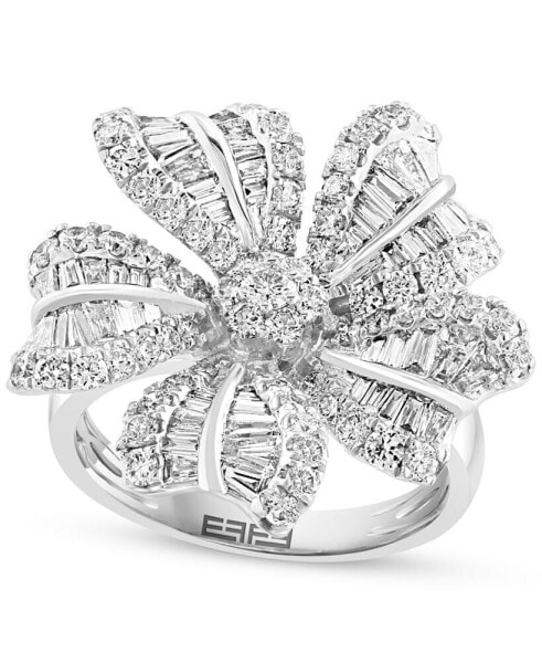 EFFY® Diamond Baguette & Round Flower Statement Ring (1-7/8 ct. t.w.) in 14k White Gold