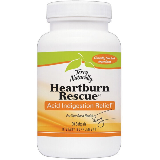 Terry Naturally Advanced Heartburn Rescue Комплекс D-лимонена и масла облепихи от изжоги и для поддержки пищеварительной функции  30 гелевых капсул