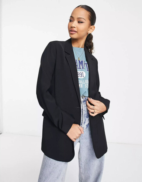 Pull&Bear smart blazer in black