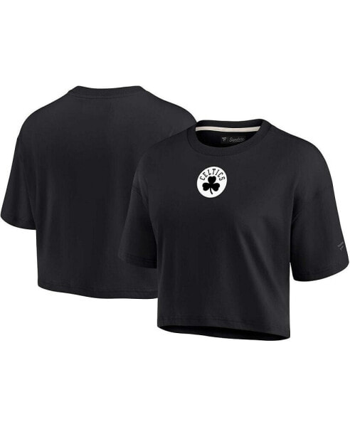 Women's Black Boston Celtics Super Soft Boxy Cropped T-shirt