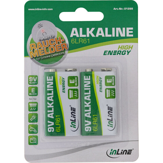 Аккумуляторы Line Alkaline High Energy 9V Block 6LR61 - упаковка 2 шт.