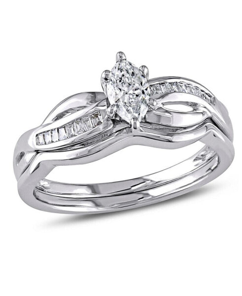 Certified Diamond (1/2 ct. t.w.) Marquise-Shape Bridal Set in 14k White Gold