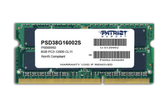 Patriot 8GB DDR3 1600 MHz SO-DIMM - 8 ГБ - 1 x 8 ГБ - 204-pin