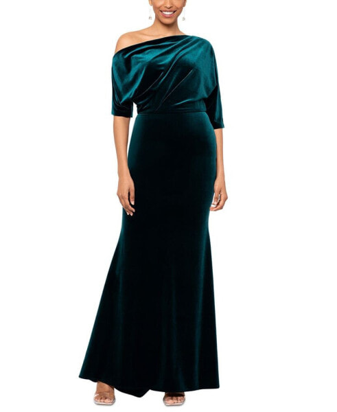 Women's Velvet One-Shoulder Gown