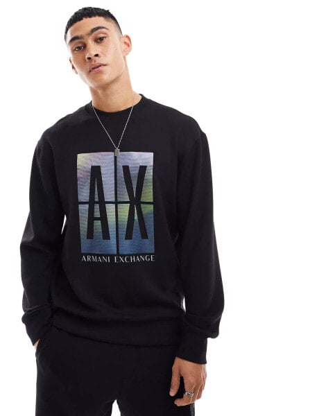 Armani Exchange large cloud box logo sweatshirt in black CO-ORD