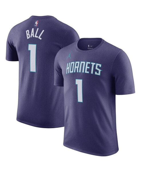 Men's LaMelo Ball Purple Charlotte Hornets 2022/23 Statement Edition Name and Number T-shirt