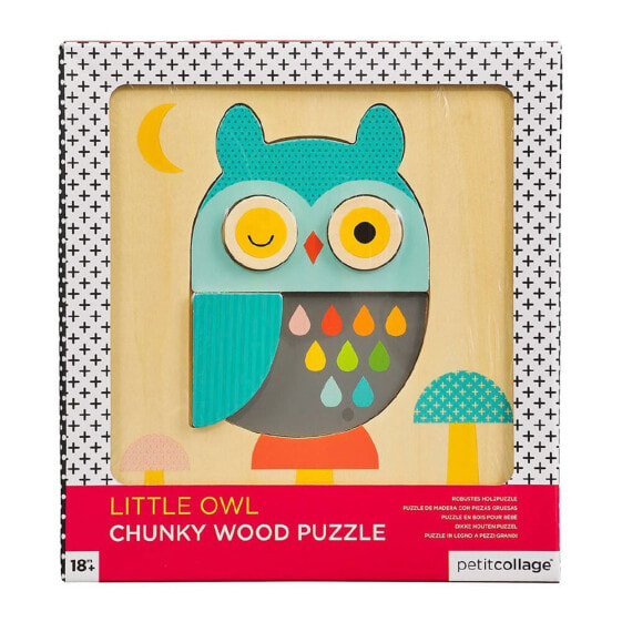 Пазл для малышей PETIT COLLAGE Little Owl Chunky Wood 5-слойный из фанеры FSC