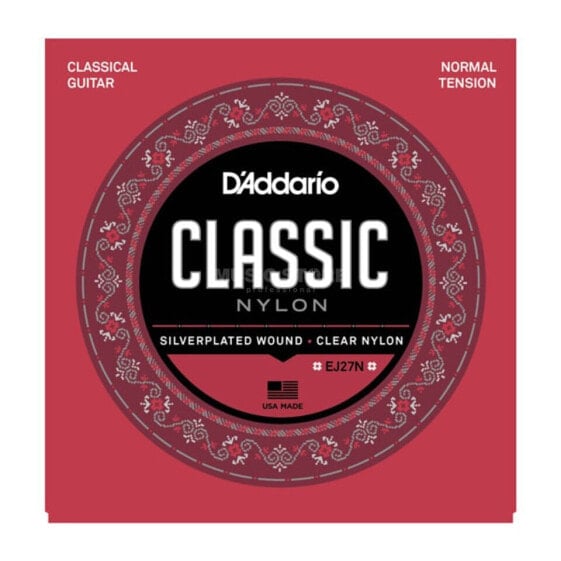 D'Addario Classical Guitar Strings EJ27N Silverplated, Normal