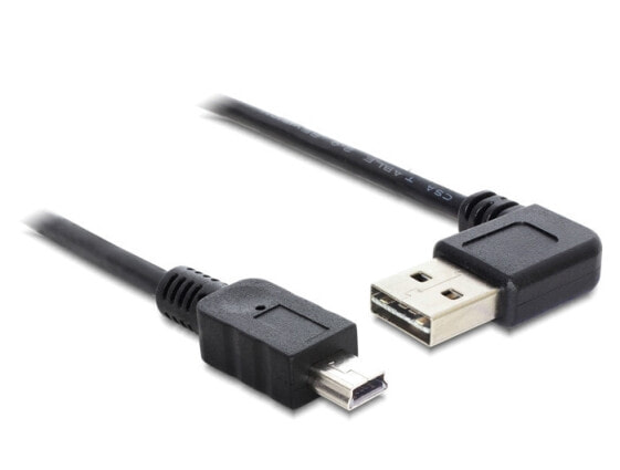 Delock 85175, 0.5 m, USB A, Mini-USB B, USB 2.0, Male/Male, Black