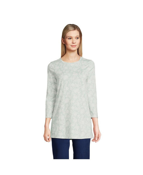 Petite 3/4 Sleeve Supima Cotton Crewneck Tunic